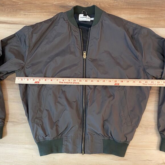 Topman Jacket Mens XS Olive Green Full Zip Windbreaker Performance Elastic Waist - Picture 7 of 10